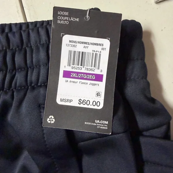 NWT Under Armour Black Joggers men’s size 2x - Picture 2 of 8